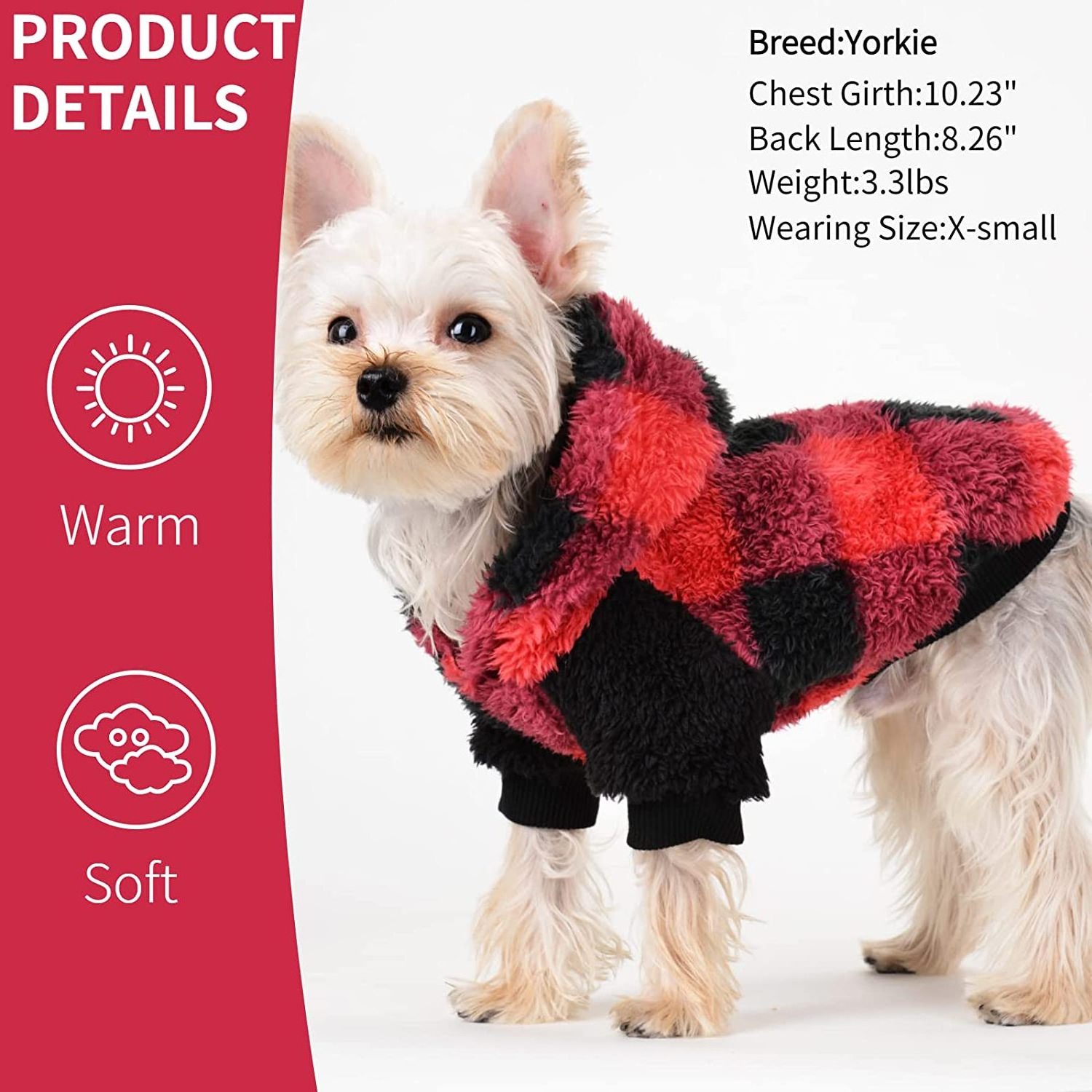 Cozy Plaid Luxury Pet Clothes Sweatshirt Sweater Dog Hoodie