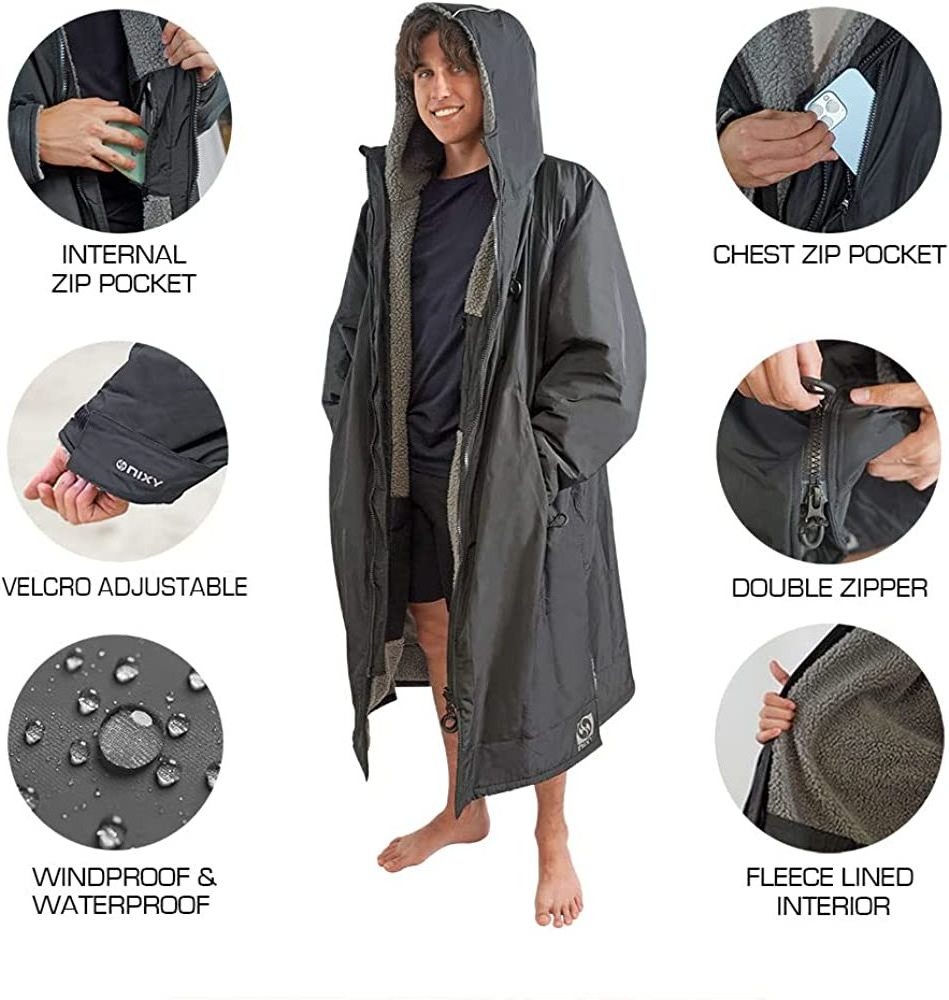 Home textile china Swim Hood Warm Oversized quick dry Coat Waterproof Changing change Robe Windproof Surf Poncho swim parka