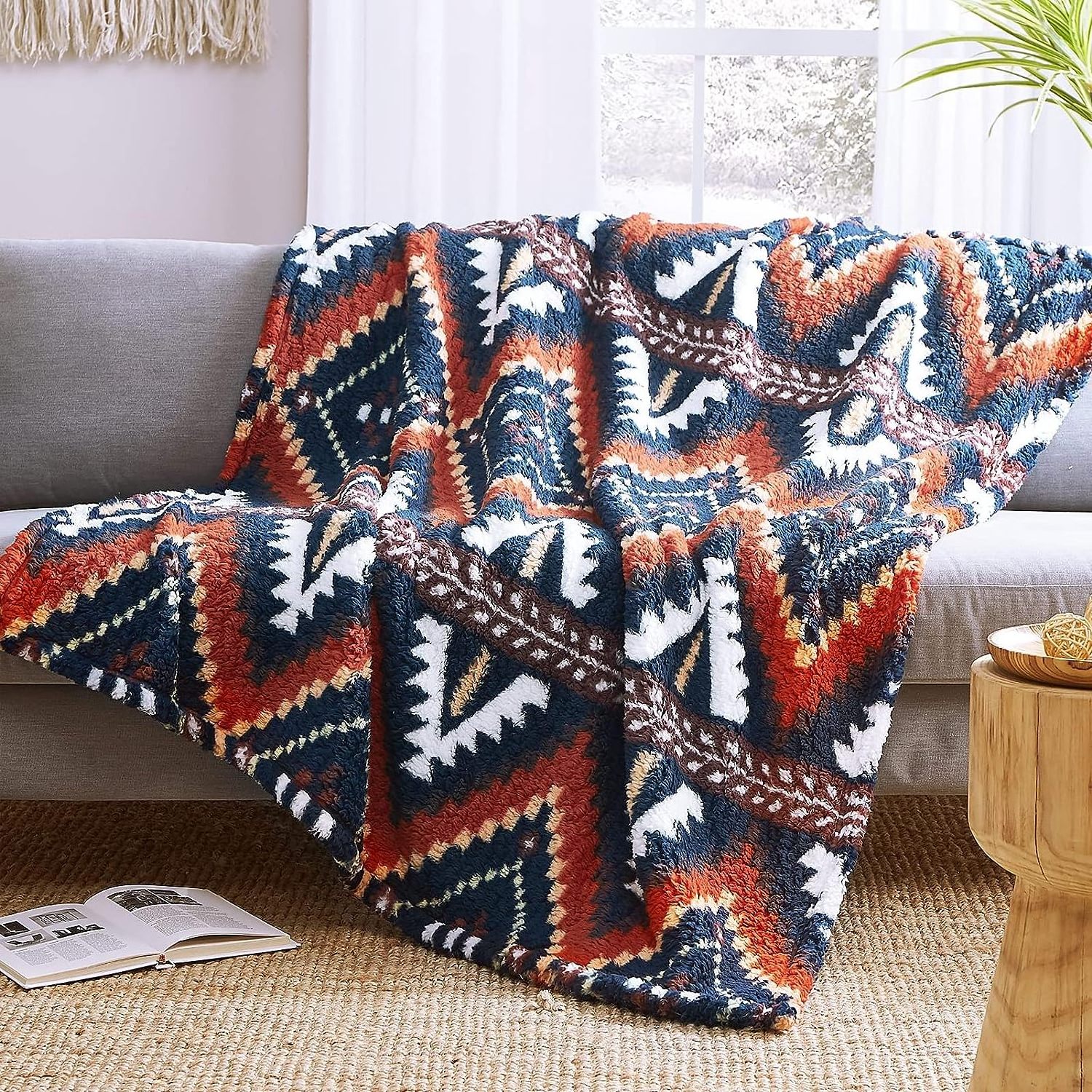 China Factory Boho Sherpa Throw Blanket King Size Christmas Blanket For Winter Thick Bohemian Aztec Throw Blanket King Size