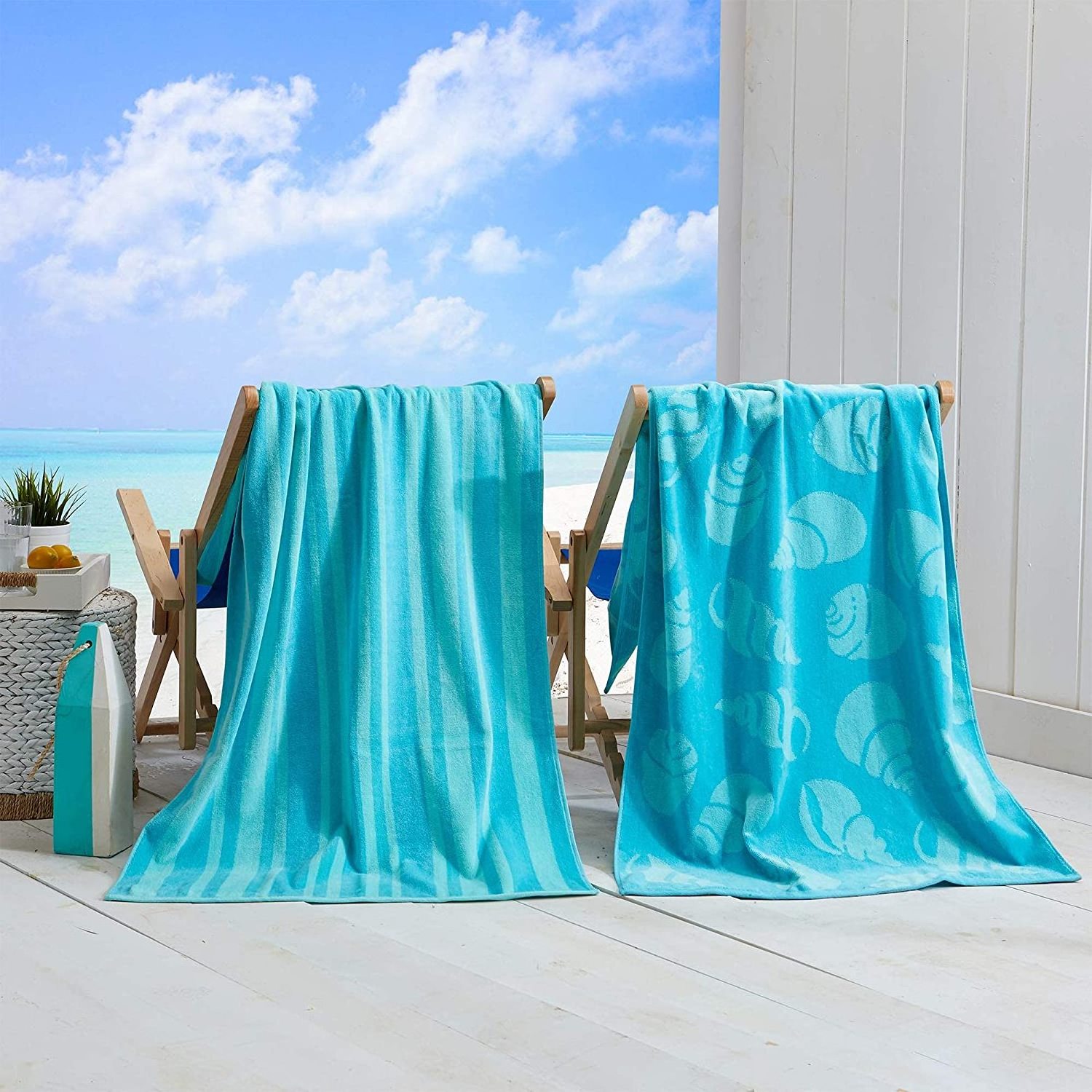 Luxury Sand Free Cotton Beach Towel 2-Pack Absorbent Quick Dry Towel Set Summer Large Printed Pool Towels  Wholesale