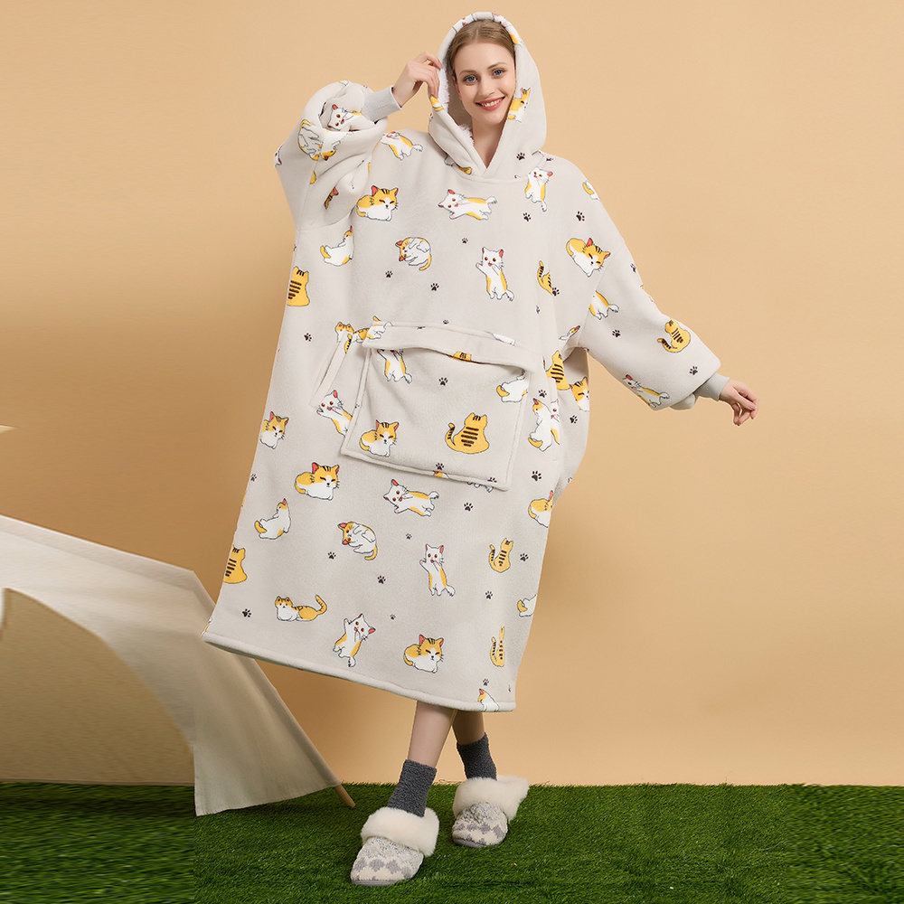 New Arrival Tv Hooded Oversized Wearable Blanket Hoodie For Adult Sherpa Sweatshirt Oversized Hoodie Blanket