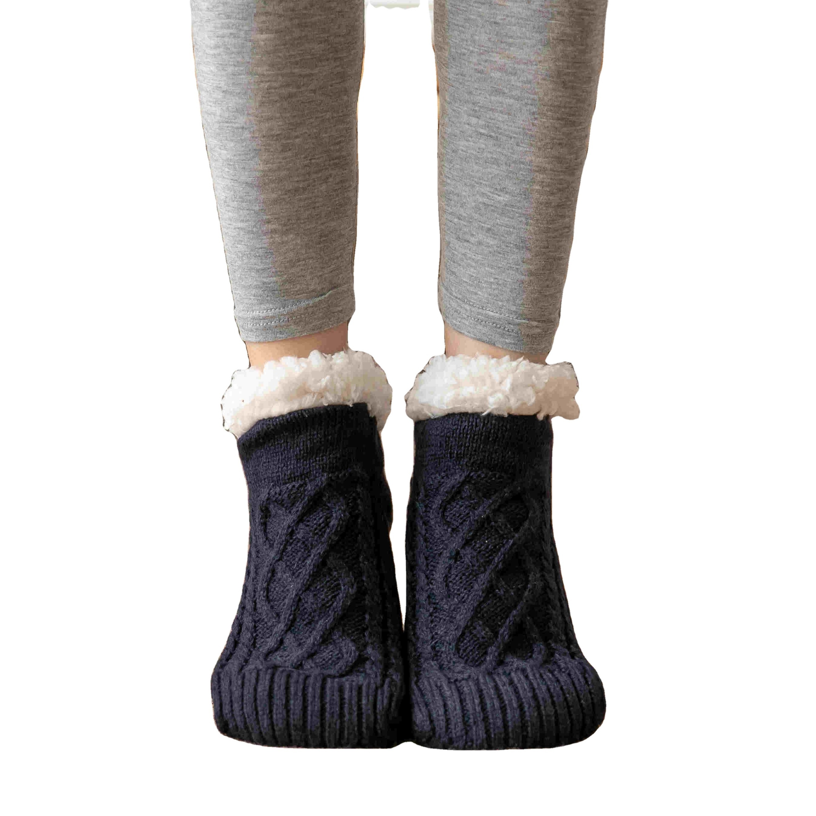 Wholesale Sherpa Cozy Winter Solid Knitted Sleep Socks Fluffy Floor Home Socks fuzzy soft socks For Men Women Adult