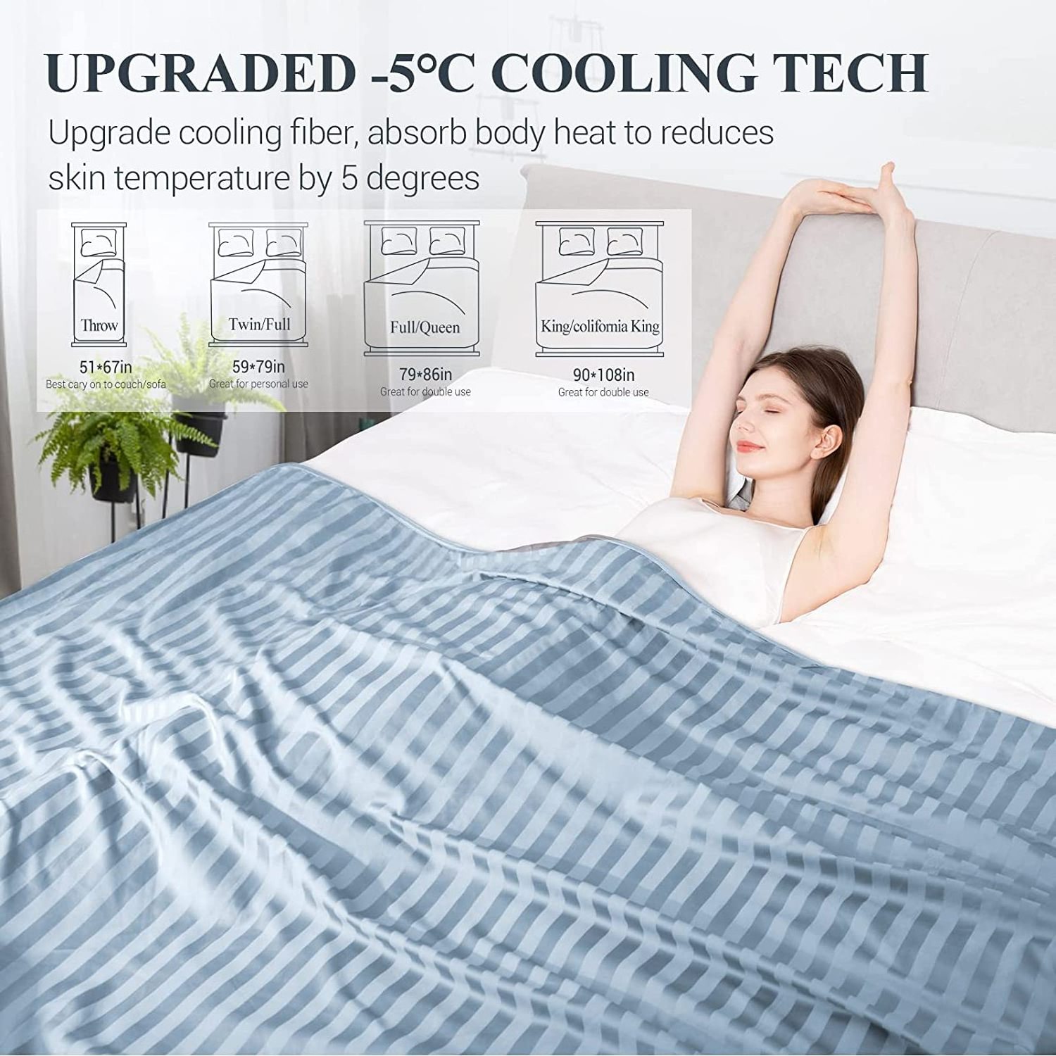 Original Factory Cooling Blanket Absorbs Adults Children Babies Cool on Warm Nights 100% Cotton Backing Summer Blanket