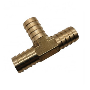 16mm Thread Gas Fuel Water Hose Barb Tee Brass Pipe 3 WAY T Fitting