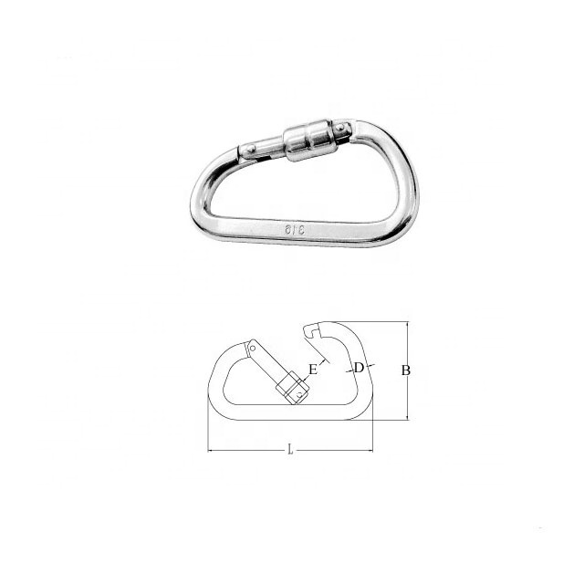 stainless steel spring hook with safety screw d type