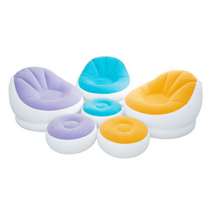 new design OEM pvc  multicolor  Inflatable single lazy flocking sofa