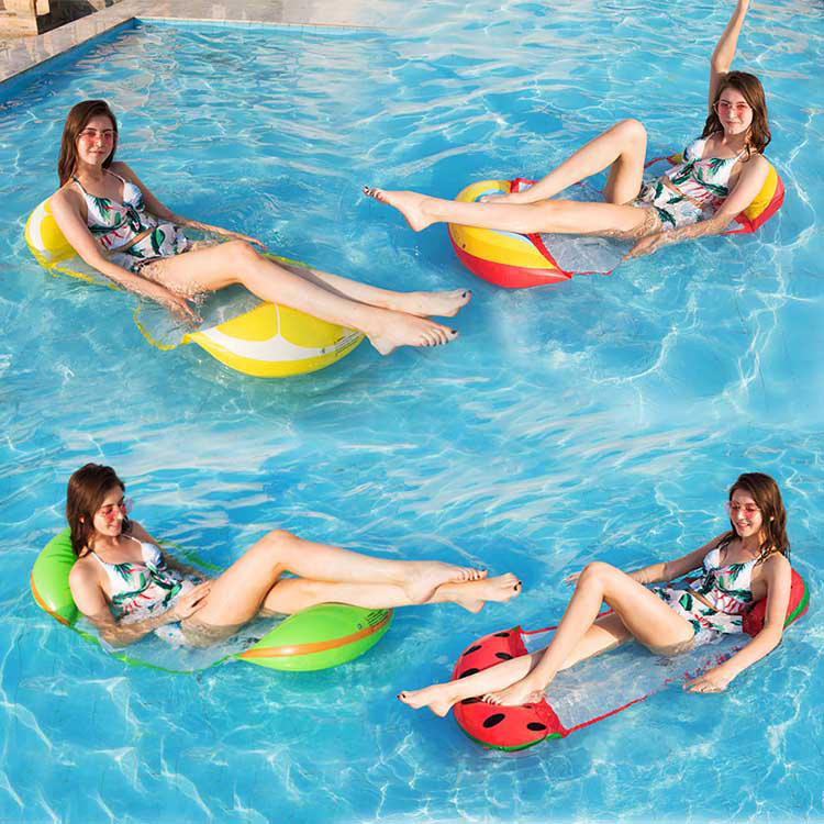 Wholesale Portable Pool Toys Fruit Float Net Swimming Mattress Bed Inflatable Water Hammock