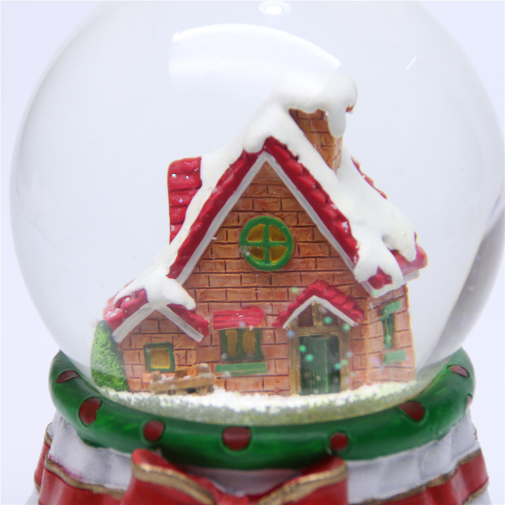 Custom christmas snowball with cartoon house water balls promotional glass snow globe