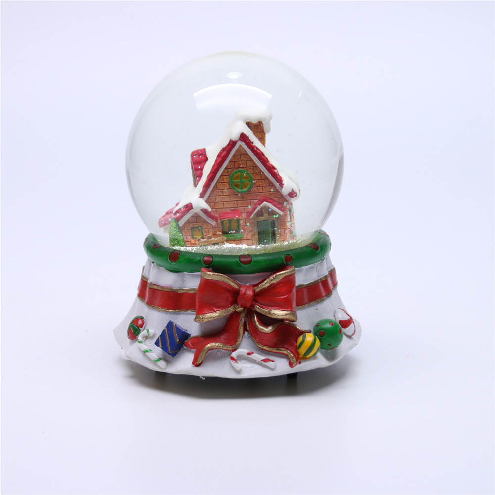 Custom christmas snowball with cartoon house water balls promotional glass snow globe