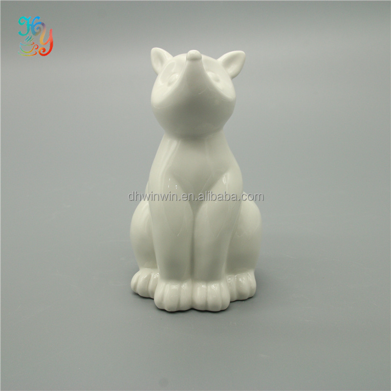 Hand-made Antique Small Ceramic animal statues white porcelain fox figurine