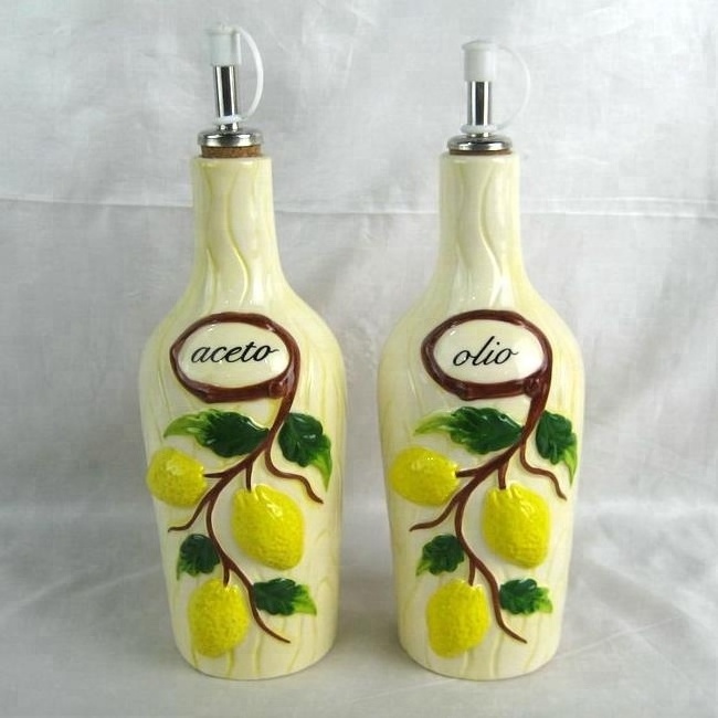 Excellent lemon shaped ceramic olive oil bottles for kitchen