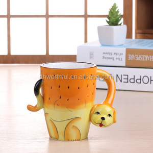 Creative design dog shape ceramic mug custom 3D animal ceramic coffee mug