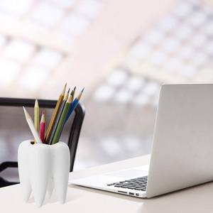 New style ceramic personalized pen holder with tooth shape,Ceramic tooth pencil holder