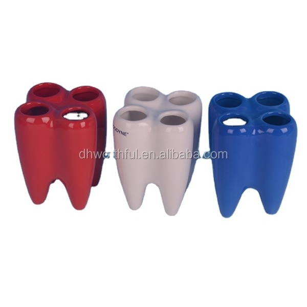 Lovely White Tooth Shaped Ceramic Pen Holder wholesale,Cheap Ceramic Tooth Pencil Holder ,Unique Tooth Pen Container