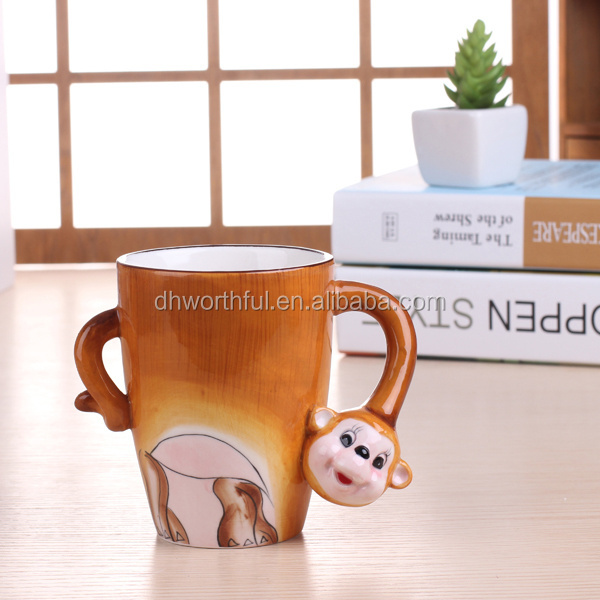 Creative design dog shape ceramic mug custom 3D animal ceramic coffee mug