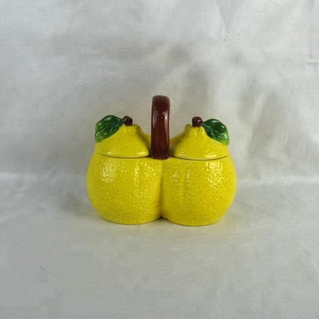 Custom handmade ceramic decorative lemon salt and pepper shaker