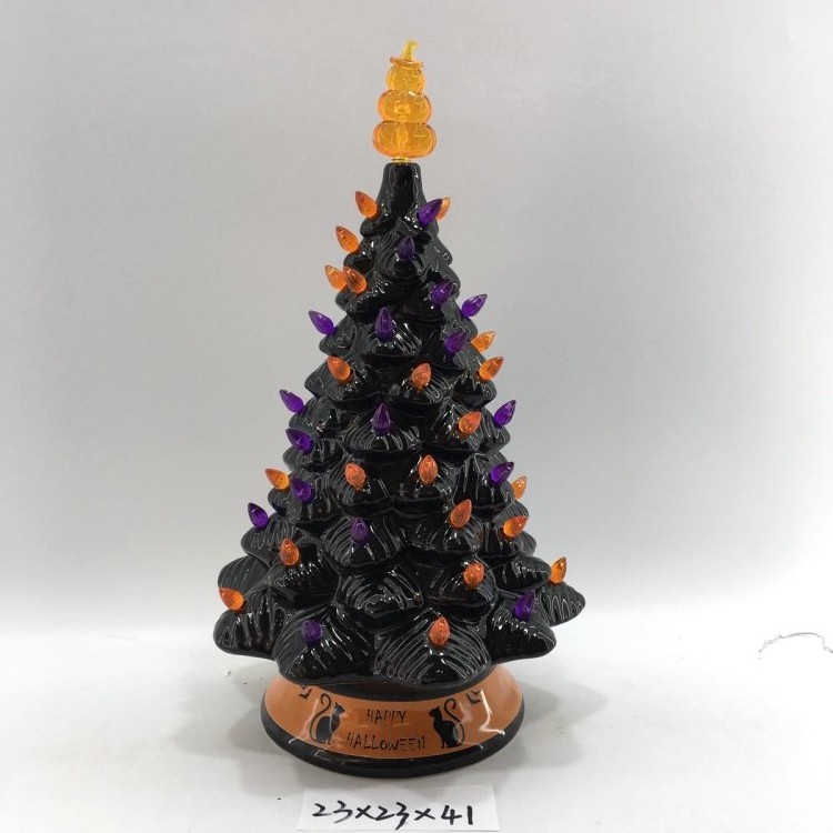 Co-arts Nordic Style Green Ceramic Christmas Tree With Star Top Decoration Light Arbol De Navidad Lampada Xmas Trees