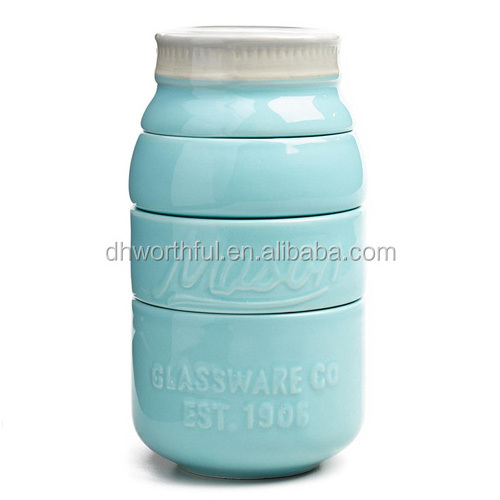 Wholesale ceramic mason jar measuring cups