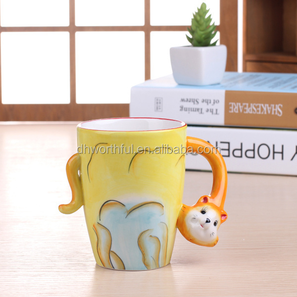 Creative design dog shape ceramic mug custom 3D animal ceramic coffee mug