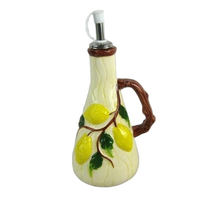 Excellent lemon shaped ceramic olive oil bottles for kitchen