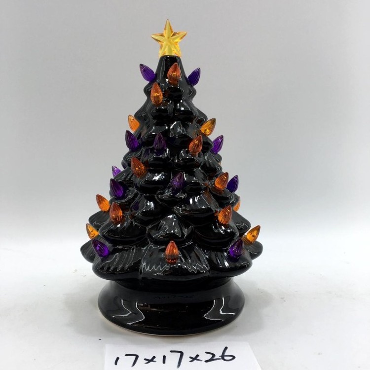 Co-arts Nordic Style Green Ceramic Christmas Tree With Star Top Decoration Light Arbol De Navidad Lampada Xmas Trees