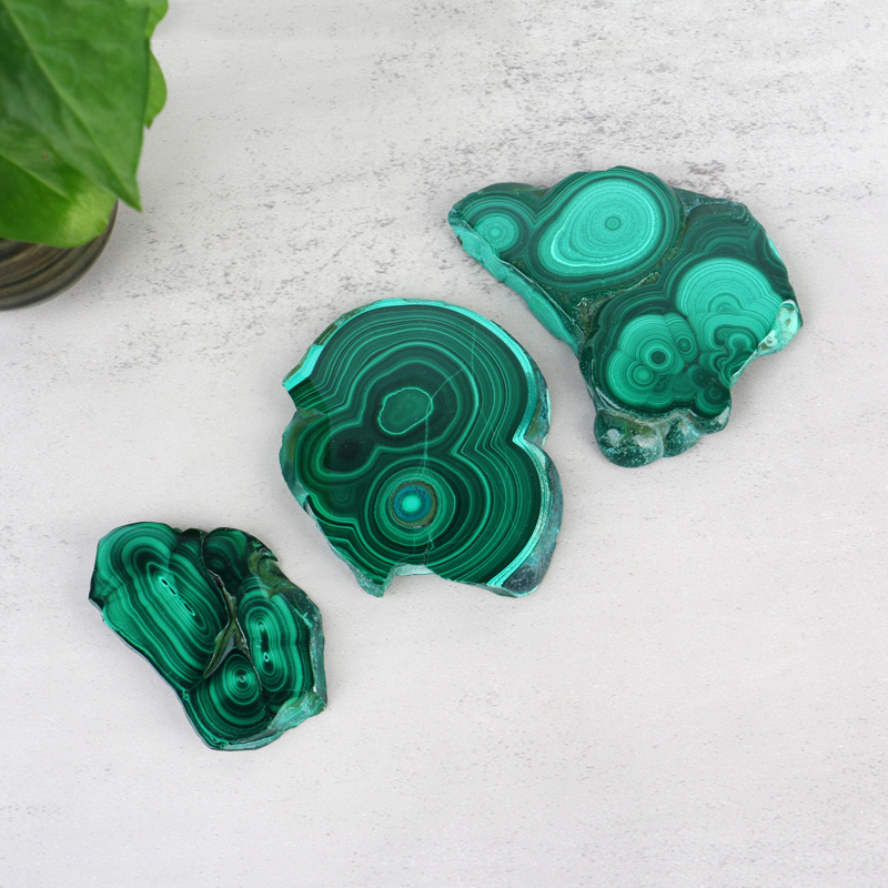 Wholesale Polished Malachite Slices - Natural Green Polished Malachite Crystal Slice