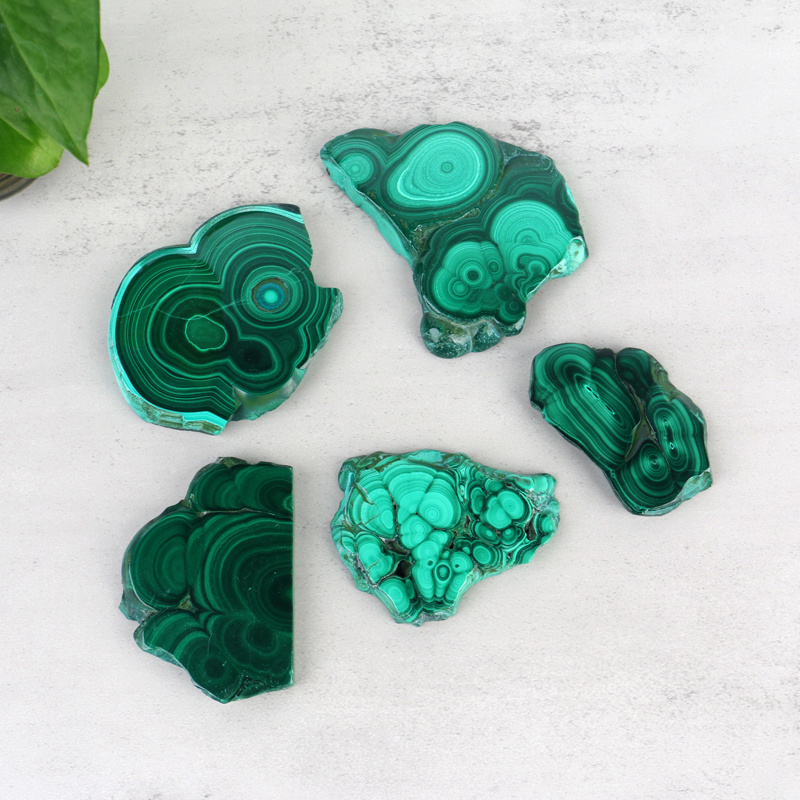 Wholesale Polished Malachite Slices - Natural Green Polished Malachite Crystal Slice