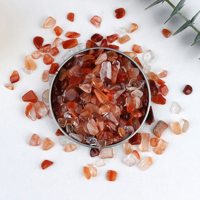 High quality natural healing stone polished crystal fengshui mini quartz gemstone carnelian gravel chips for decoration