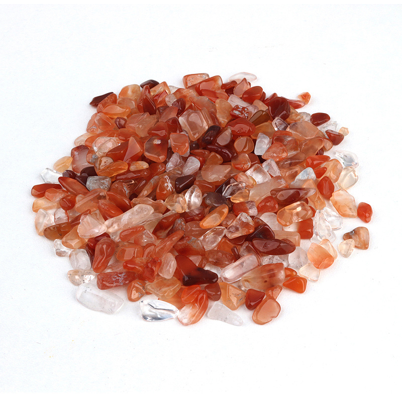 High quality natural healing stone polished crystal fengshui mini quartz gemstone carnelian gravel chips for decoration