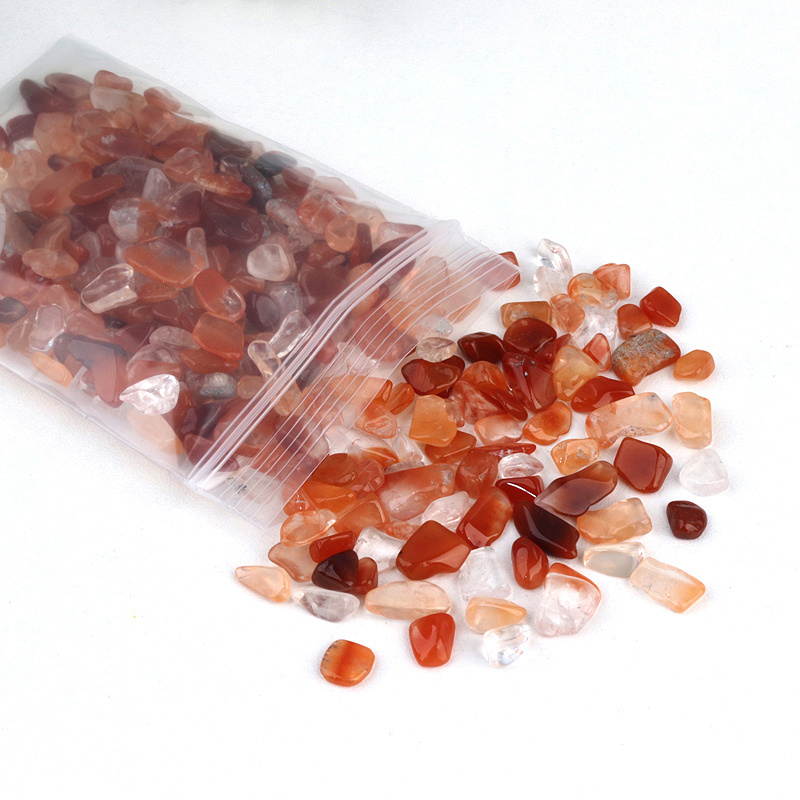 High quality natural healing stone polished crystal fengshui mini quartz gemstone carnelian gravel chips for decoration