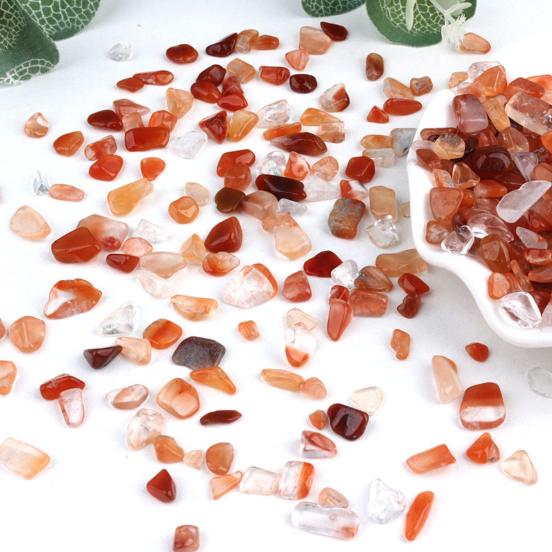 High quality natural healing stone polished crystal fengshui mini quartz gemstone carnelian gravel chips for decoration