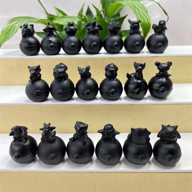 Wholesale Black Obsidian Squirtle Psyduck Pikachu Cartoon Characters Crystal Poke Ball