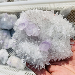 Wholesale Rough Crystal Healing Stones Natural Clear Quartz With Amethyst Crystal Cluster