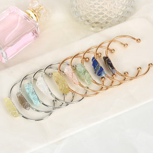 Wholesale Natural Stone Jewelry Gold Silver Handmade Bracelets Rough Raw Crystal Bracelet