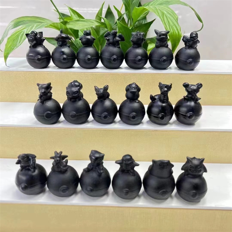 Wholesale Black Obsidian Squirtle Psyduck Pikachu Cartoon Characters Crystal Poke Ball