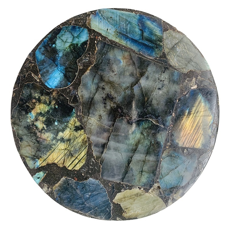 Healing crystal craft wholesale flashy gemstone slab labradorite slice for decoration