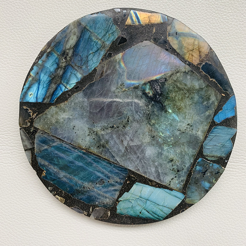 Healing crystal craft wholesale flashy gemstone slab labradorite slice for decoration