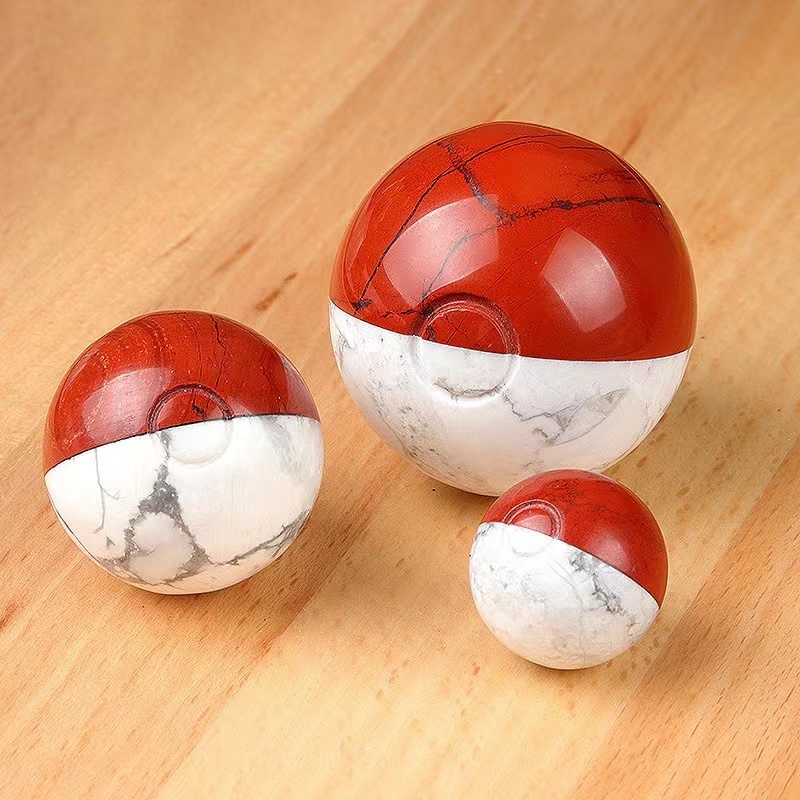 Wholesale crystal sphere High quality natural White turquoise red jasper splicing ball Poke Ball for home decoration