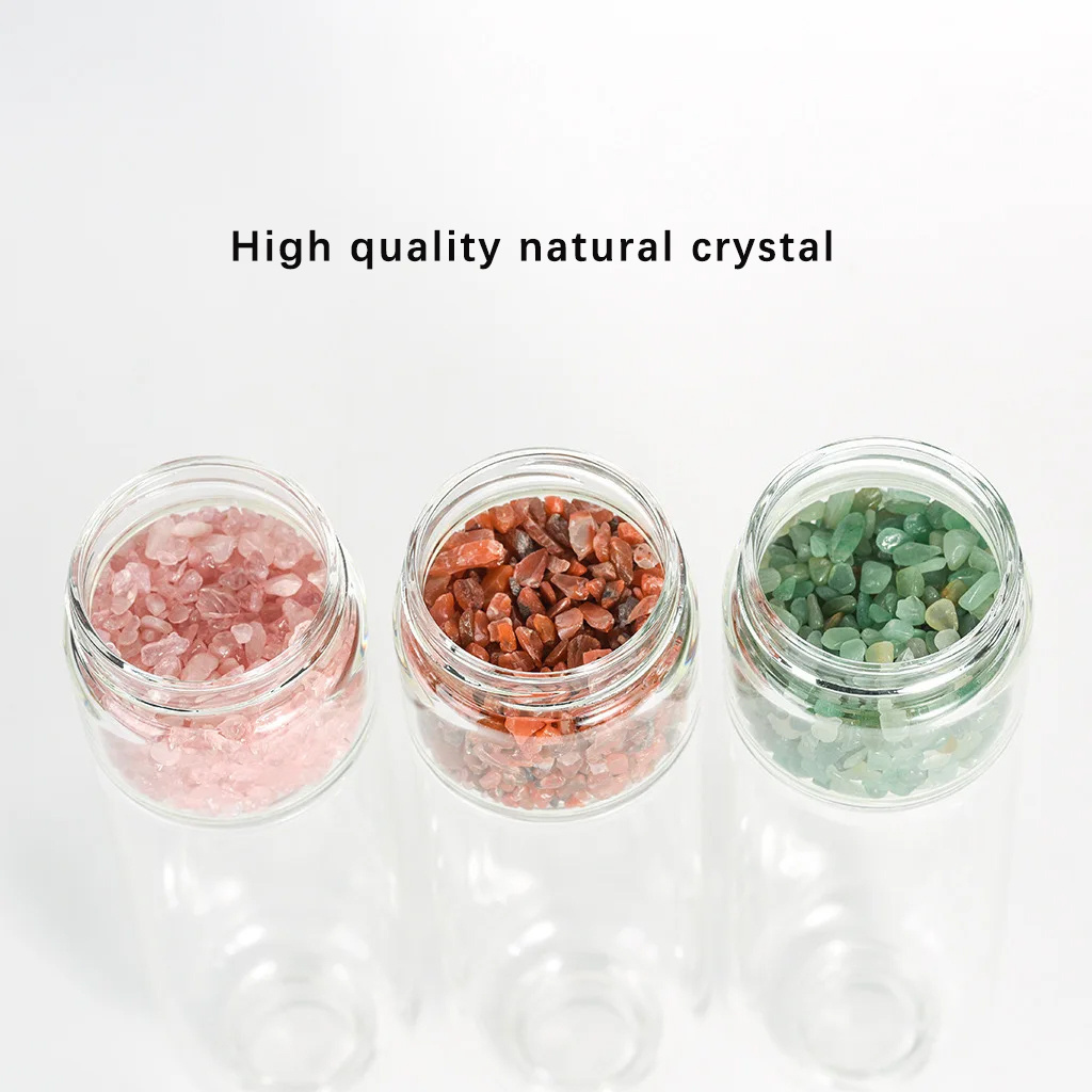 wholesale crystal infused water bottle glass water bottle with crystal stone Healing crystal cup cups Business gift