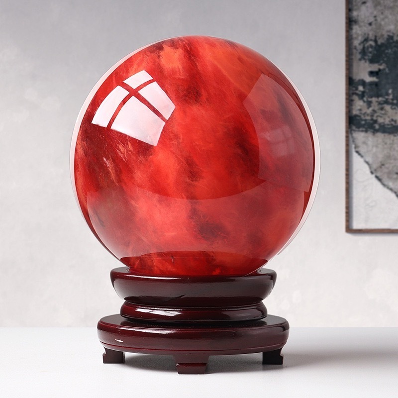 15-40cm crystal ball red smelting stone smelt quartz crystal sphere for home office sphere award crafts  wedding favors