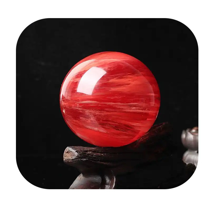 15-40cm crystal ball red smelting stone smelt quartz crystal sphere for home office sphere award crafts  wedding favors