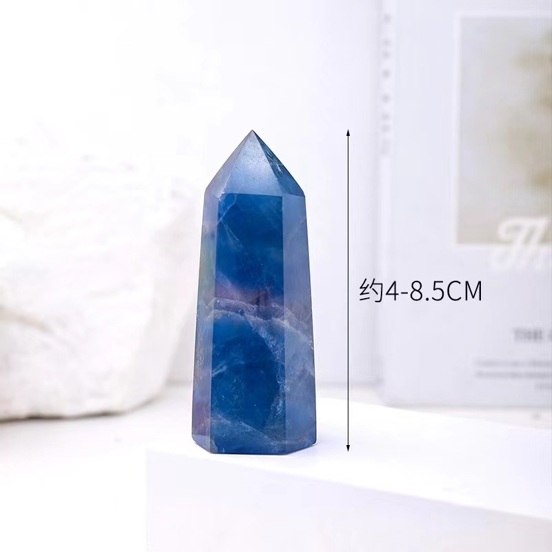 Wholesale spiritual crystal point wand natural aqua blue aura clear quartz crystal tower for home decoration