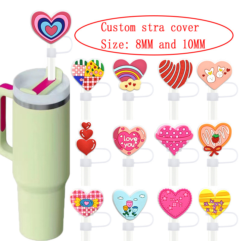 Popular INS bar accessories Reusable PVC Straws Dust Toppers Covers Silicone Drinking concha straw topper Cover for kids