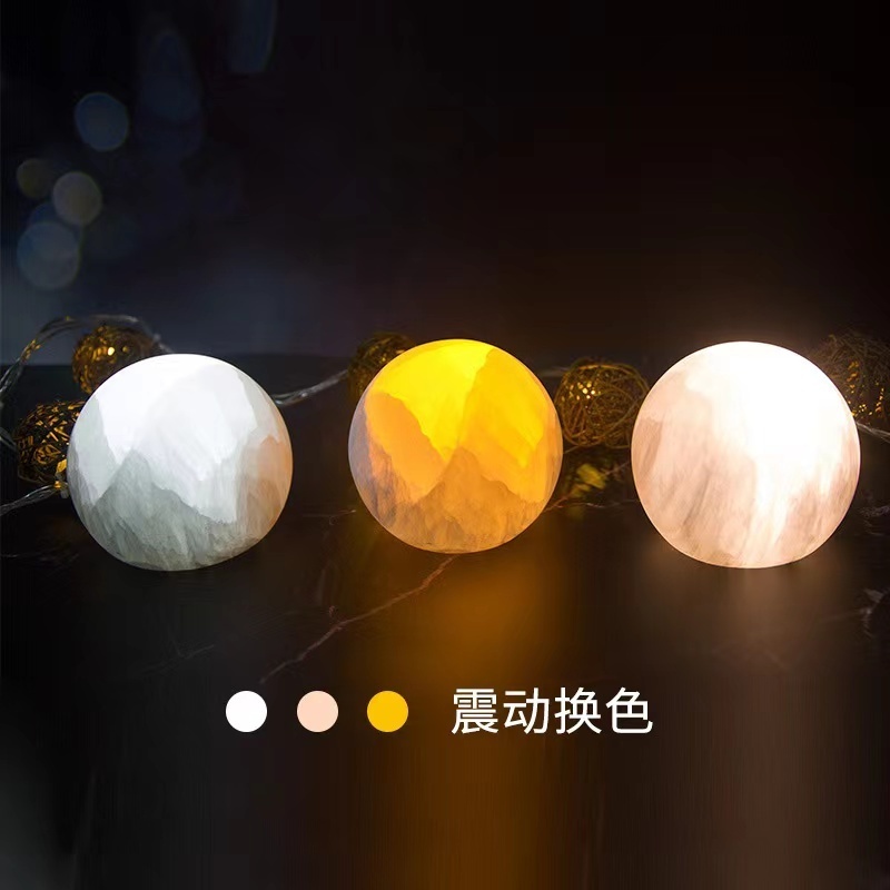 Wholesale Natural Carved Selenite Crystal Lamp Selenite round Crystal  for home decoration