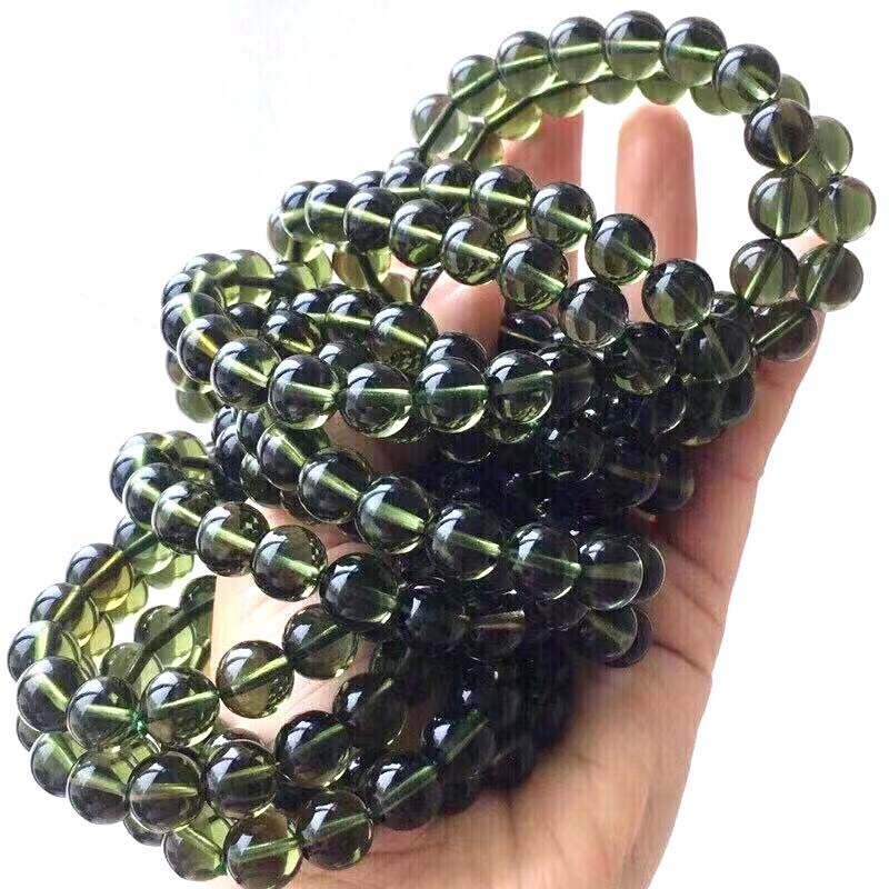 wholesale moldavite green aerlites czech crystal stone raw stone grinding 10-12mm bead meteorite bracelet