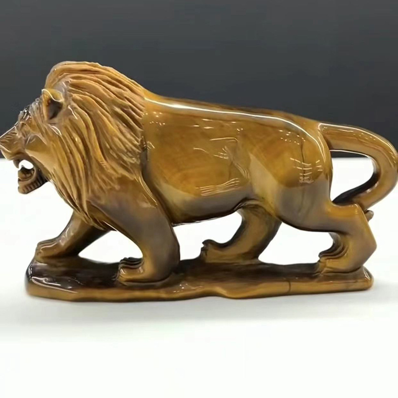 wholesale Crystal Tiger eye  Furnishing Articles Carving Business Craft Gifts lion Souvenir Factory