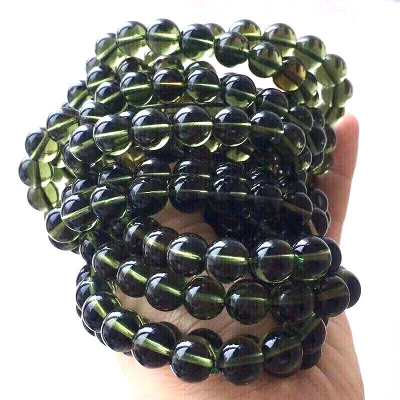 wholesale moldavite green aerlites czech crystal stone raw stone grinding 10-12mm bead meteorite bracelet