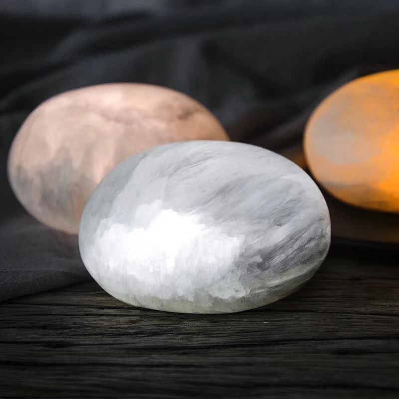 Wholesale Natural Carved Selenite Crystal Lamp Selenite round Crystal  for home decoration