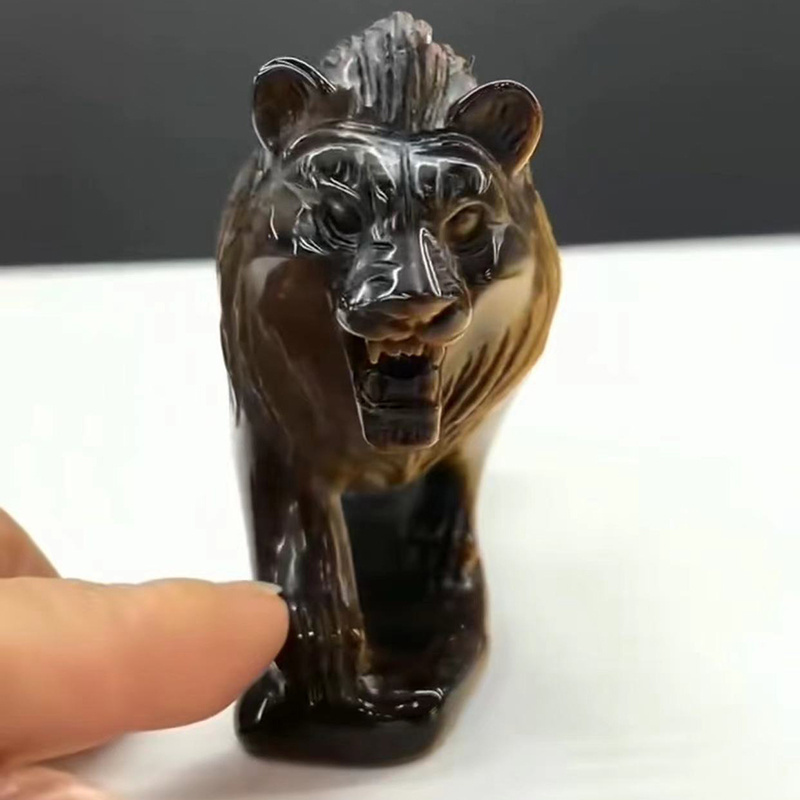 wholesale Crystal Tiger eye  Furnishing Articles Carving Business Craft Gifts lion Souvenir Factory