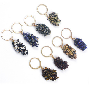 Wholesale Multicolor Raw Crystals Healing Stones Grape Keychain Custom Rough Crystal Key Chain